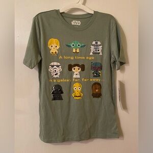 Star Wars Kids Shirt Green Unisex Tee Size 10 12 Luke Leia Yoda R2D2 Chewy Gifts